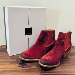 Dolce Vita suede red booties; heeled booties; size 9